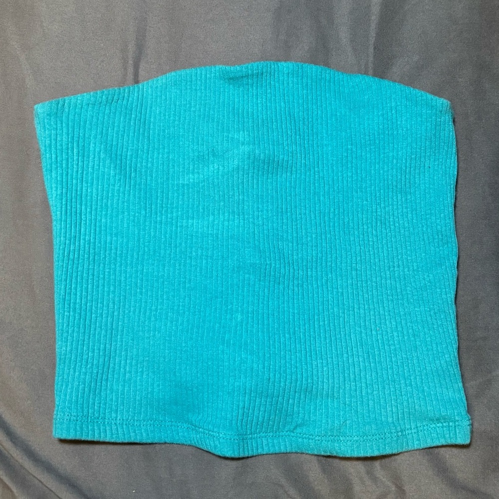 Garage Teal Ribbed Tube Top